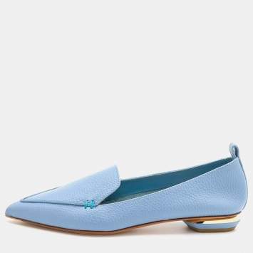 Pre Owned Nicholas Kirkwood Blue Leather Beya Loafers Size 36.5
