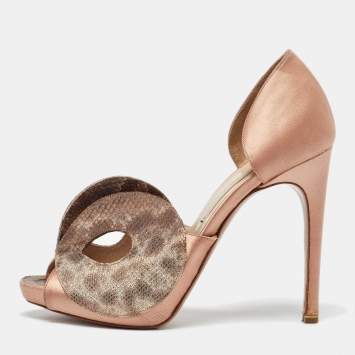 Pre Owned Nicholas Kirkwood Tricolor Textured Leather and Satin Sandals Size 35.5