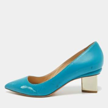 Pre Owned Nicholas Kirkwood Blue Leather Pointed Pumps Size 39.5