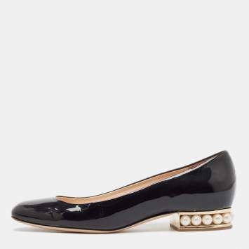 Pre Owned Nicholas Kirkwood Black Patent Leather Ballet Flats Size 38