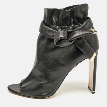Pre Owned Nicholas Kirkwood Black Leather Open Toe Ankle Boots Size 41