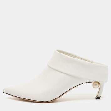 Pre Owned Nicholas Kirkwood White Leather Pointed Toe Mules Size 37