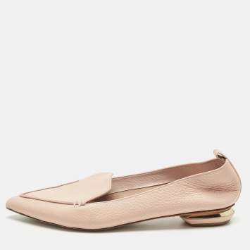 Pre Owned Nicholas Kirkwood Peach Leather Beya Pointed Toe Loafers Size 40.5