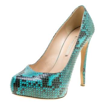 Pre Owned Nicholas Kirkwood Two Tone Python Leather Platform Pumps Size 38