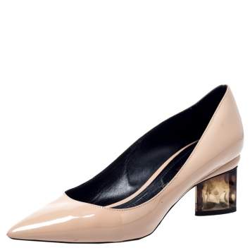 Pre Owned Nicholas Kirkwood Beige Patent Leather Pointed Toe Pumps Size 37