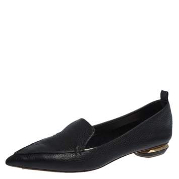 Pre Owned Nicholas Kirkwood Black Leather Beya Loafers Size 37