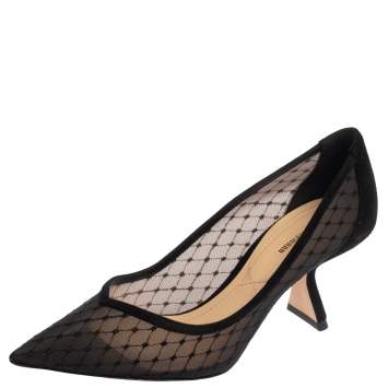 مملوكة مسبقًا Nicholas Kirkwood Black Mesh and Suede Lexi Pumps Size 37.5