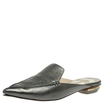 Pre Owned Nicholas Kirkwood Green Leather Beya Flat Mules Size 36