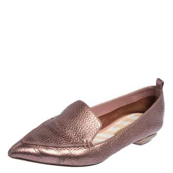 Pre Owned Nicholas Kirkwood Metallic Leather Beya PointedToe Loafers Size 37
