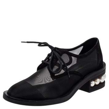 Pre Owned Nicholas Kirkwood Black Mesh And Suede Casati Deby Size 40