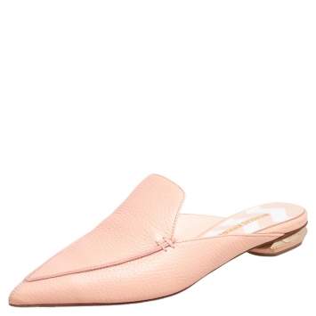 Pre Owned Nicholas Kirkwood Beige Leather Beya Pointed Toe Flats Size 38