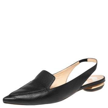 Pre Owned Nicholas Kirkwood Black Leather Beya Pointed Toe Slingback Sandals Size 40.5