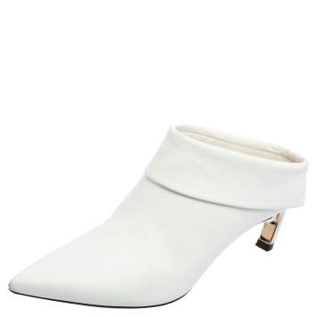 Pre Owned Nicholas Kirkwood White Leather Pointed Toe Mules Size 37