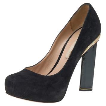 Pre Owned Nicholas Kirkwood Black Suede Platform Pumps Size 37