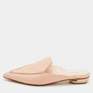 Pre Owned Nicholas Kirkwood Beige Leather Beya Flat Mules Size 37