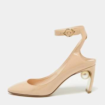Pre Owned Nicholas Kirkwood Beige Patent Leather Lola Pearl Pumps Size 38