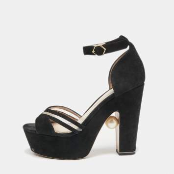 Pre Owned Nicholas Kirkwood Black Suede Platform Ankle Strap Sandals Size 40
