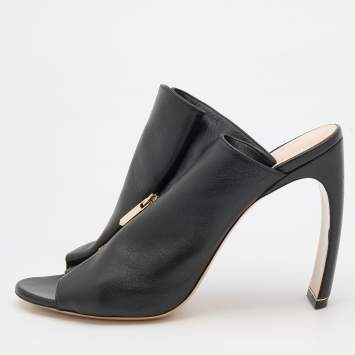 Pre Owned Nicholas Kirkwood Black Leather Slide Sandals Size 39