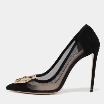 Pre Owned Nicholas Kirkwood Black Suede and Mesh Eden Pumps Size 41