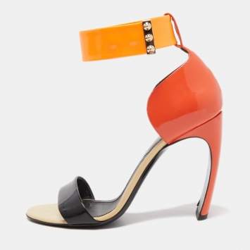 Pre Owned Nicholas Kirkwood Multicolor Patent Leather Lola Pearl Ankle-Strap Sandals Size 37.5