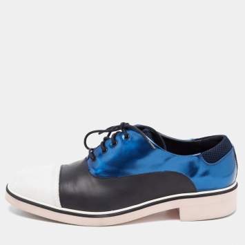 Pre Owned Nicholas Kirkwood Tricolor Leather and Mesh Lace Up Oxfords Size 40