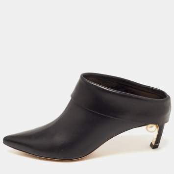 Pre Owned Nicholas Kirkwood Black Leather Pointed Toe Mules Size 37