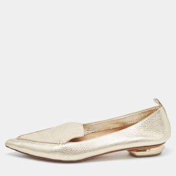 Pre Owned Nicholas Kirkwood Gold Leather Beya Loafers Size 39.5
