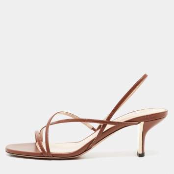 Pre Owned Nicholas Kirkwood Brown Leather Slingback Sandals Size 38.5