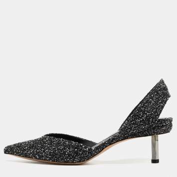 Pre Owned Nicholas Kirkwood White/Black Tweed Slingback Pumps Size 41 