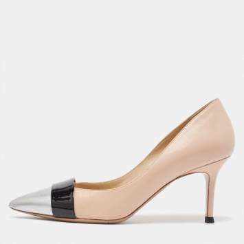 Pre Owned Nicholas Kirkwood Tricolor Leather and Patent Pointed Toe Pumps Size 37