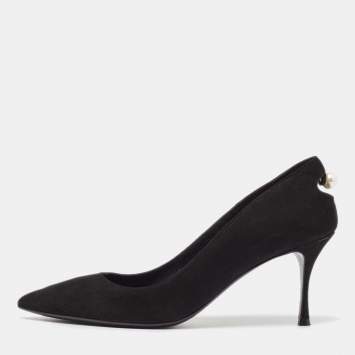 Pre Owned Nicholas Kirkwood Black Suede Faux Pearl Detail Pumps Size 38