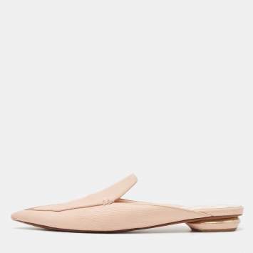 Pre Owned Nicholas Kirkwood Pink Leather Beya Flat Mules Size 41