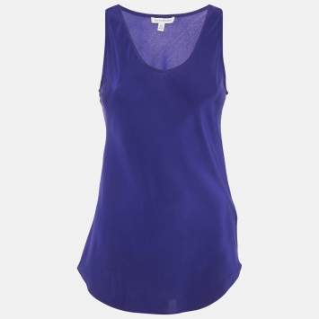 Pre Owned Nicolefarhi Blue Silk Sleeveless Top S