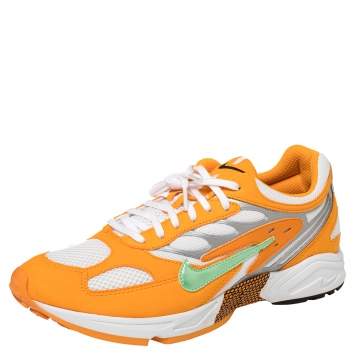 Pre Owned Nike White/Orange Leather And Mesh Air Ghost Racer Size 45