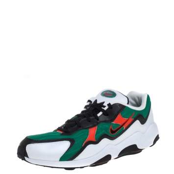 Pre Owned Nike Air White/Green Leather And Mesh Zoom Alpha Sneakers Size 46