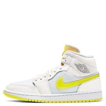 Pre Owned Nike Jordan 1 Mid SE Voltage Yellow Sneakers US 6W EU 36.5
