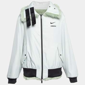 Pre Owned Nike x Ambush Jade Green Faux Fur Reversible Jacket L