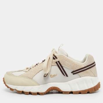 Pre Owned Nike x Jacquemus Beige Leather and Suede Air Humara LX Sneakers Size 39