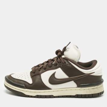 Pre Owned Nike Brown/White Leather Low Twist 'Baroque Brow  Sneakers Size 38.5