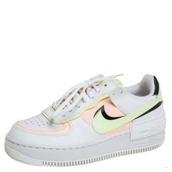 Pre Owned Nike White Leather Air Force 1 Shadow White Crimson Tint Low Top Sneakers Size 38