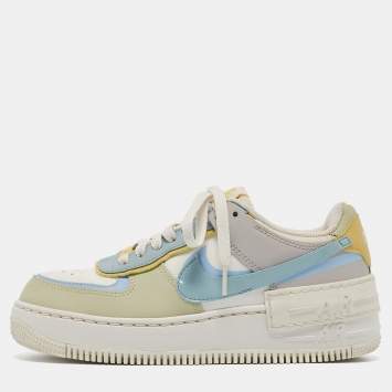Pre Owned Nike Multicolor Leather Air Force 1 Low Shadow Ocean Cube Sneakers Size 37.5