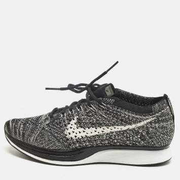 Pre Owned Nike x Sacai White/Black Knit Fabric Racer Oreo 2  Lace Up Sneakers Size 36.5       