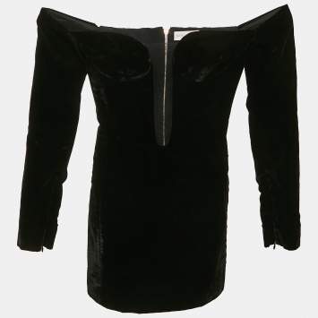 Pre Owned Nina Ricci Velvet Tulle Trim Velvet Mini Dress XXS