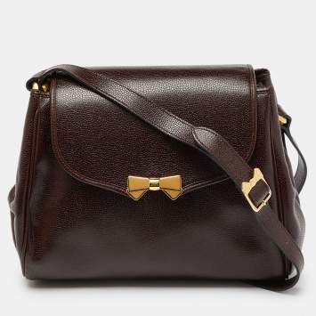 Pre Owned Nina Ricci Brown Leather Flap Shoulder Bag