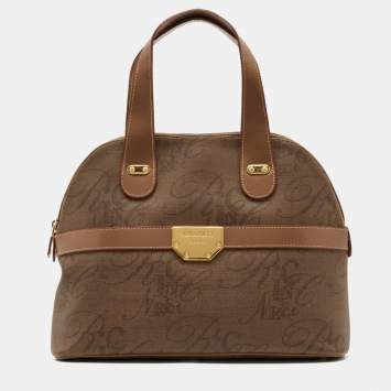 Nina Ricci Beige Printed Coated Canvas Dome Satchel
