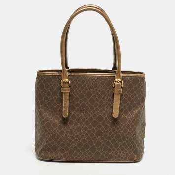 مملوكة مسبقًا Nina Ricci Printed Brown/Bronze Leather Tote