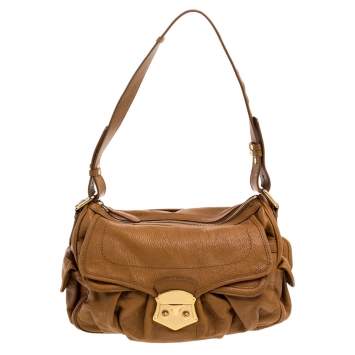 Pre Owned Nina Ricci Brown Leather Front Pocket Flap Shoulder Bag