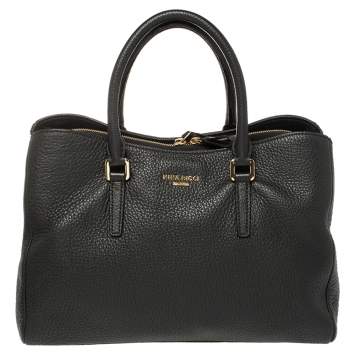 Pre Owned Nina Ricci Black Leather Zipped Tote 