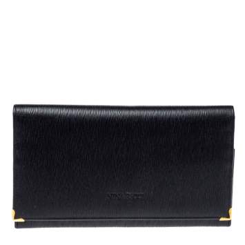 Pre Owned Nina Ricci Black Leather Flap Continental Wallet