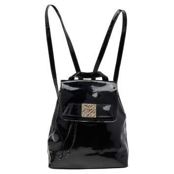 Pre Owned Nina Ricci Black Patent Leather Backpack